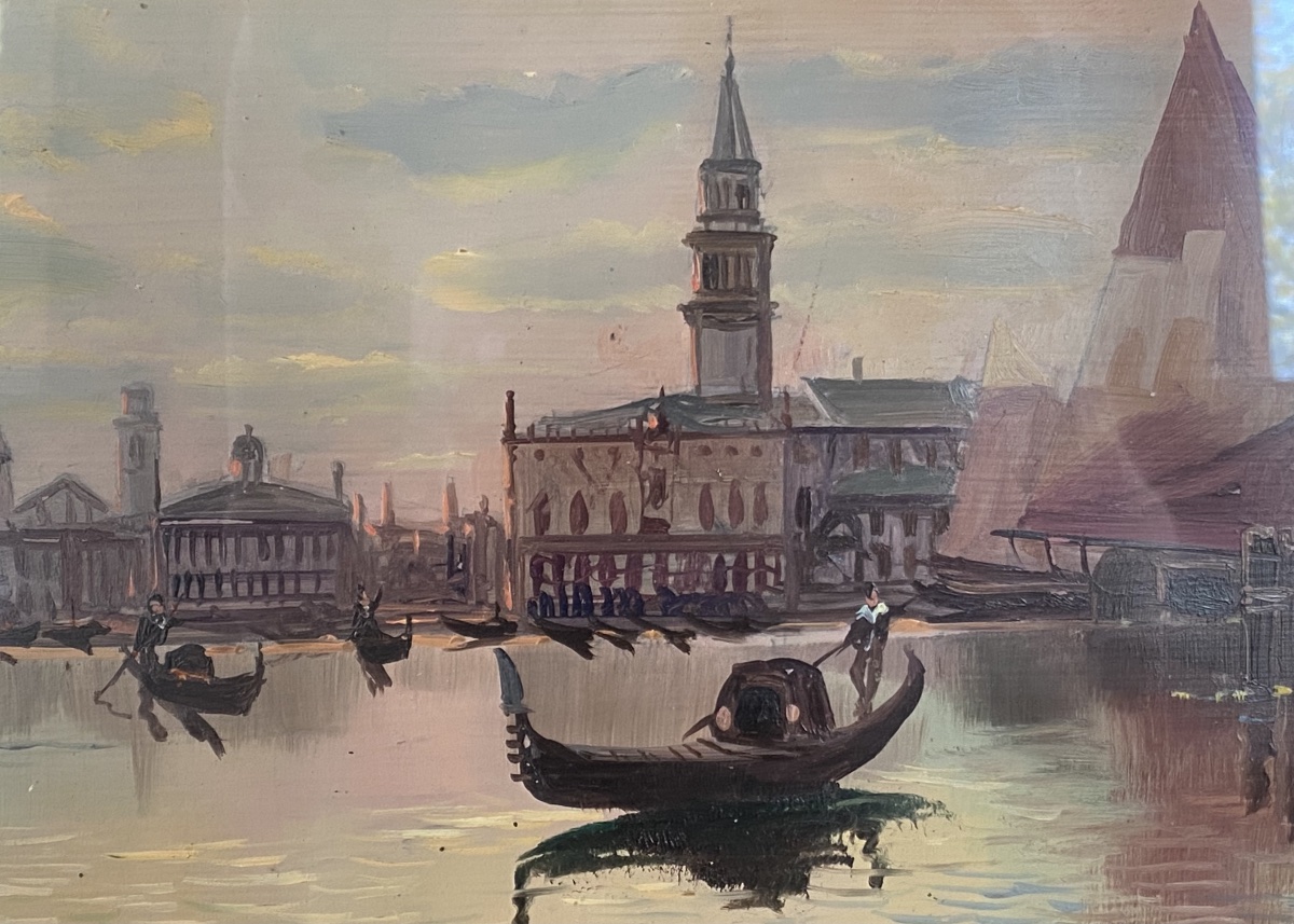 Basilique San Giorgio Maggiore de Venise - huile sur cuivre fin-photo-3
