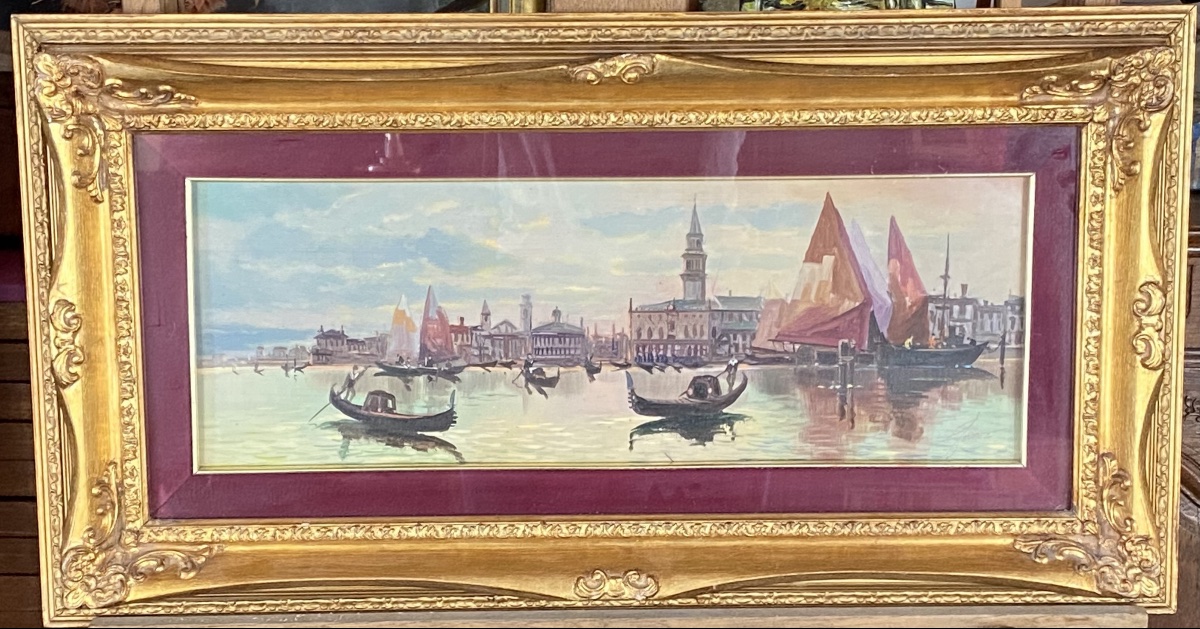 Basilique San Giorgio Maggiore de Venise - huile sur cuivre fin