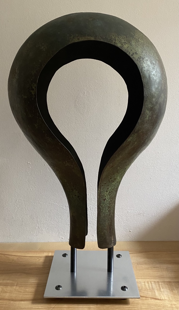 Modern Metal Sculpture On A Pedestal