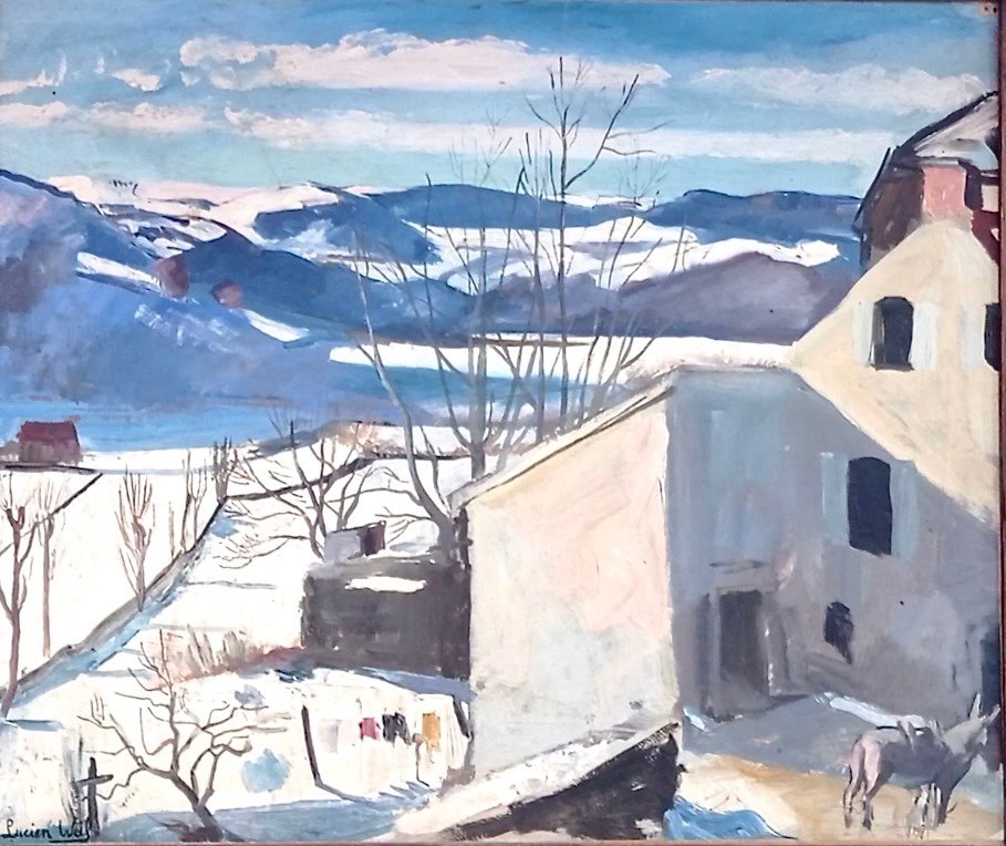 Paysage de montagne et neige hiver dans le sud de la France Lucien Weil 1903 -1963