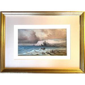 Maritime Scene 19th Dated 1861 Signed Priel? Difficult To Read Well Framed 