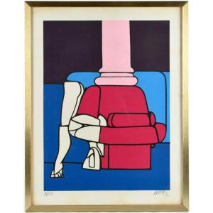 Lithograph By Valerio Adami Born 1935 Framed Numbered Signed Dimensions Without Frame 65x50 Cm