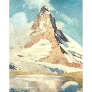 Le Cervin (Suisse-Italie) - huile sur toile signée Virgilio Costantini (1882-1949)