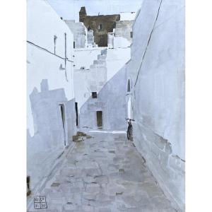 ALDO RISO 1927-2008 Grande Aquarelle dimensions 69,5 x 52,5 à vue signée en bas à gauche