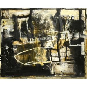 Acrylique sur toile abstraite (datée de 1998) signée Thibaut de Reimpré (1949-2023)