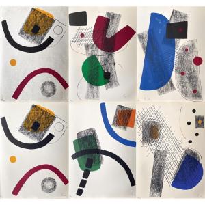 “lost Astral” (1974) - 6 Original Color Lithographs By Berto Lardera (1911-1989)