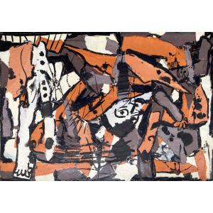 Composition abstraite - technique mixte et collage sur papier