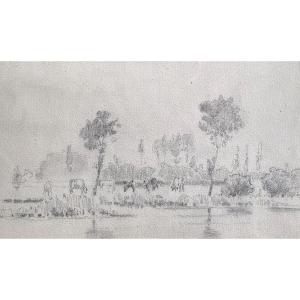 Dessin de vaches dans un champ à la campagne - Constant Troyon (1810-1865)