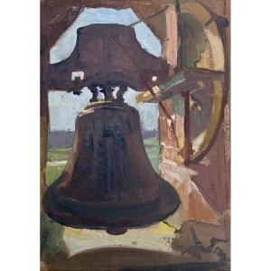 Pochade Le Clocher - Théodore Boulard (1887-1961)
