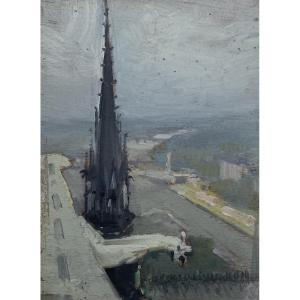 Pochade Notre-Dame de Paris - Théodore Boulard (1887-1961)