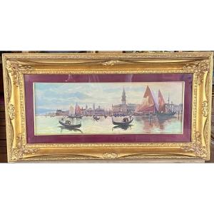 Basilica Of San Giorgio Maggiore In Venice - Oil On Fine Copper