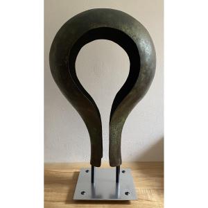 Modern Metal Sculpture On A Pedestal