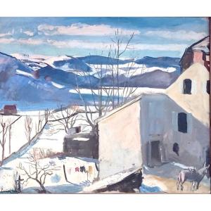 Paysage de montagne et neige hiver dans le sud de la France Lucien Weil 1903 -1963