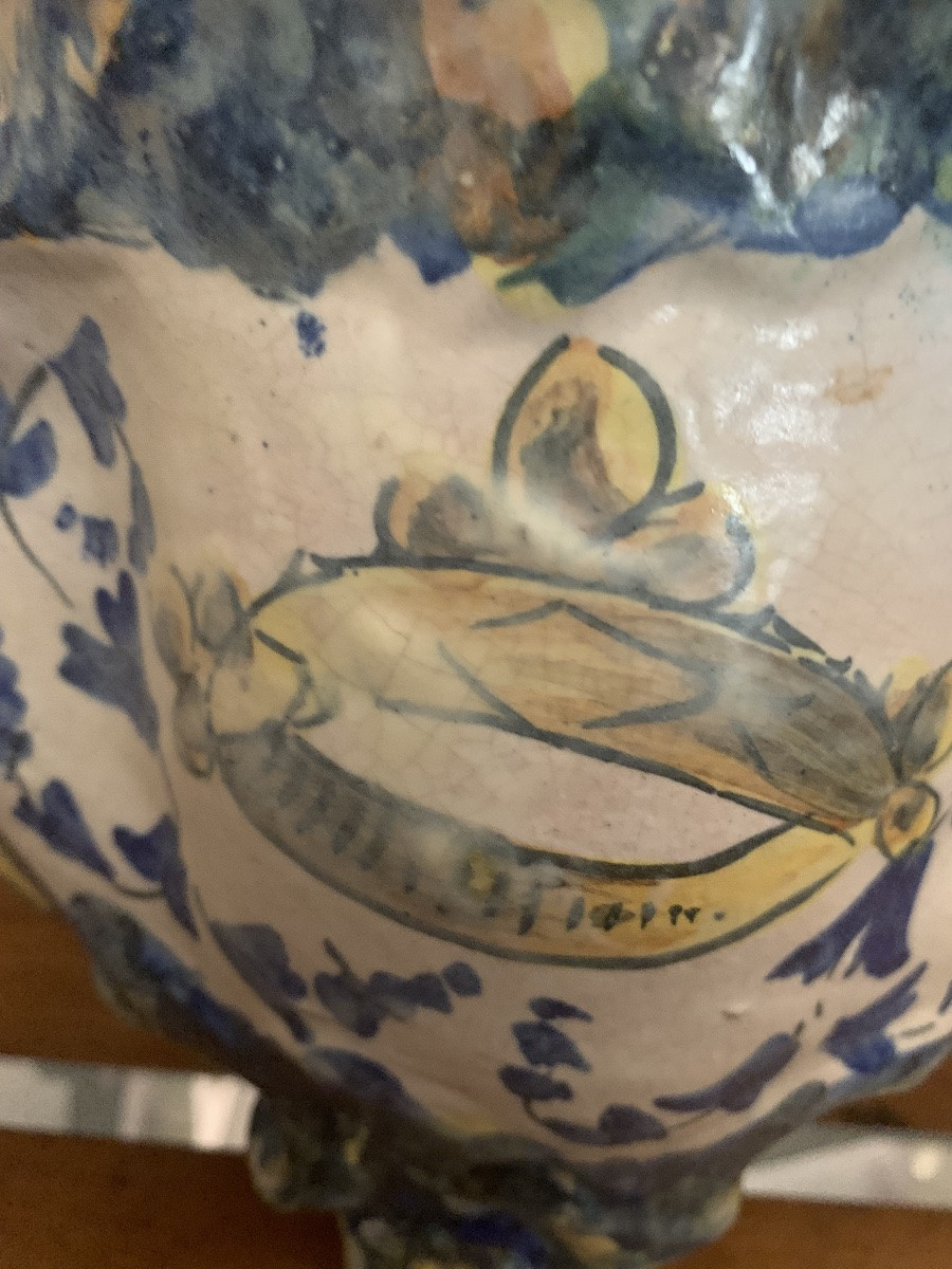 Ancienne pochette murale en faïence, début du 18ème siècle-photo-7