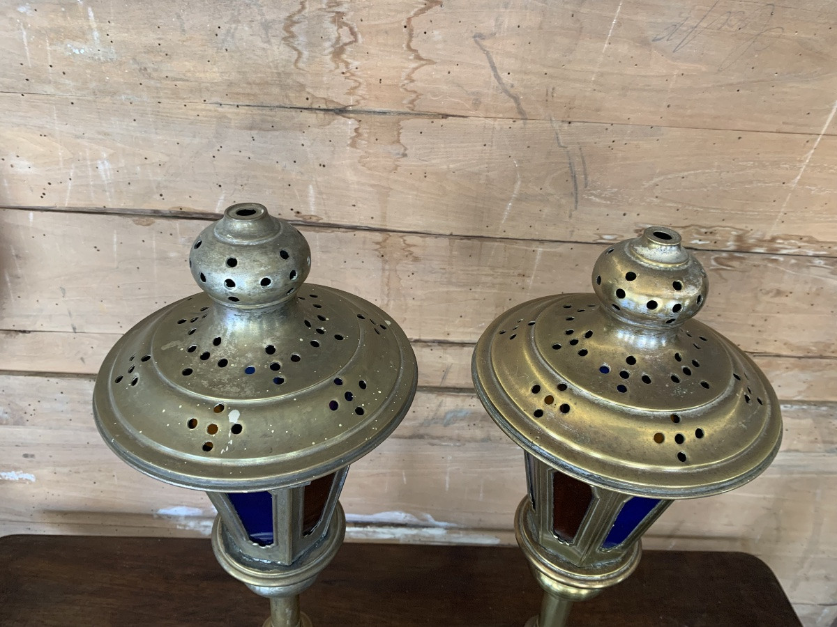 Paire de lampes d’autel, 19ème siècle-photo-3