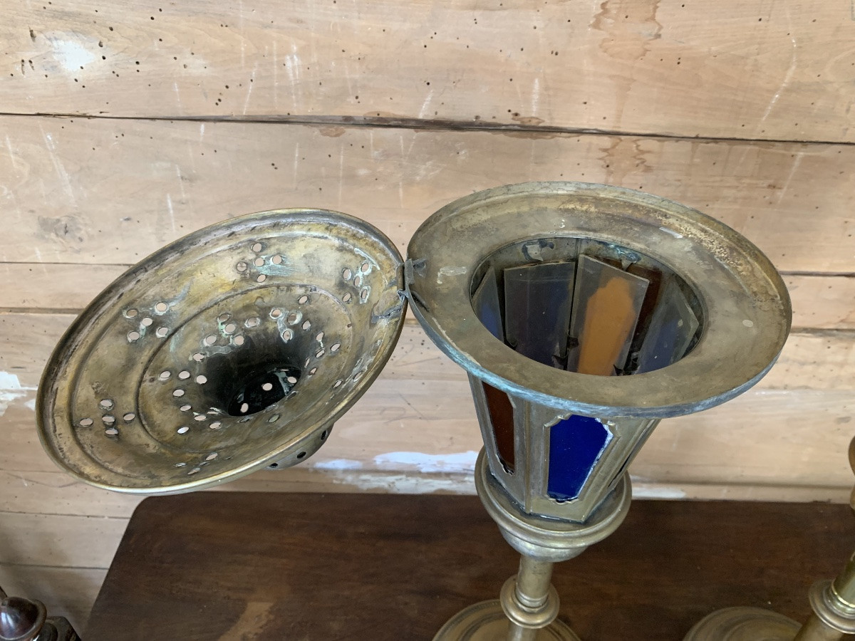 Paire de lampes d’autel, 19ème siècle-photo-4
