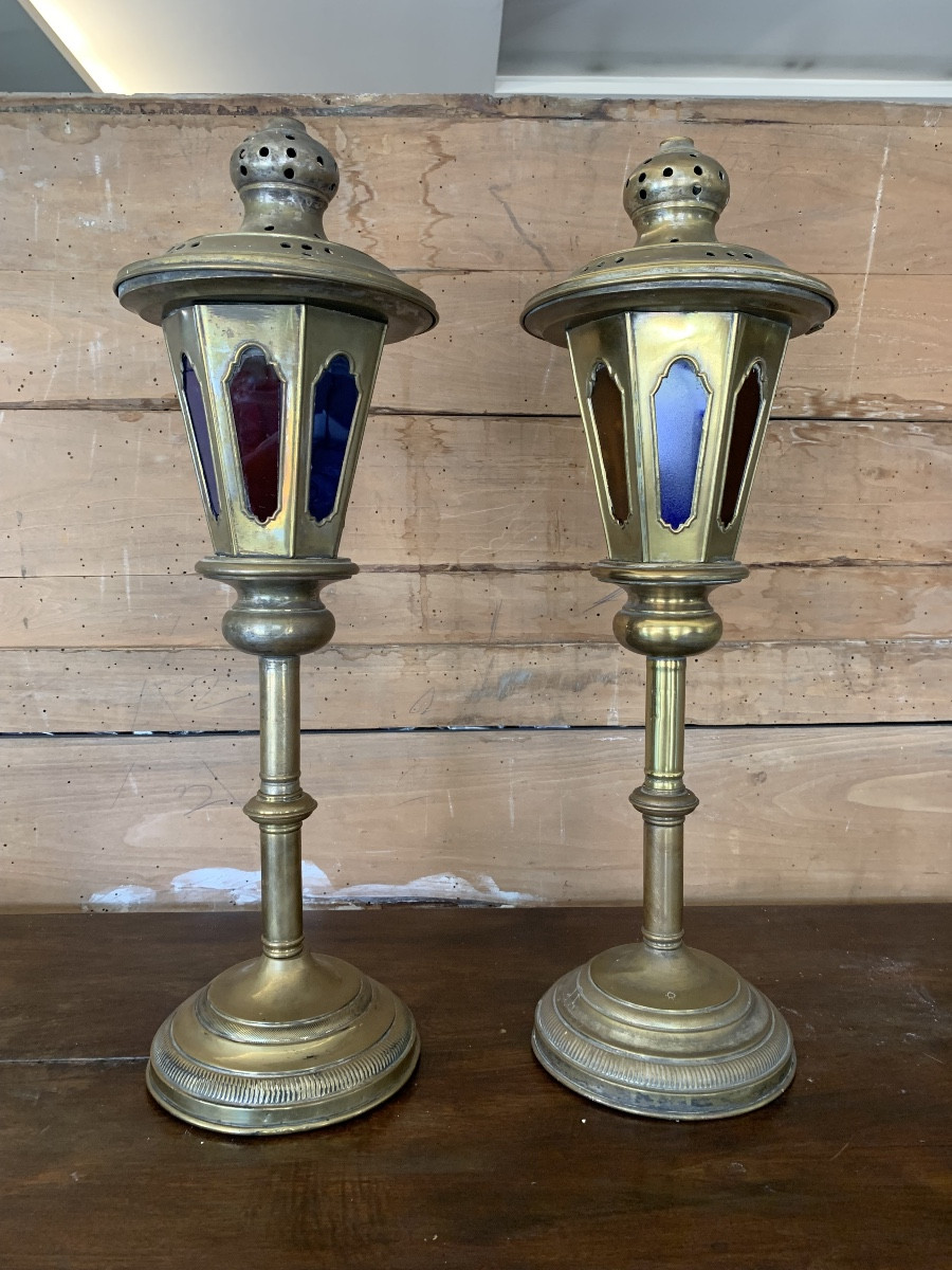 Paire de lampes d’autel, 19ème siècle