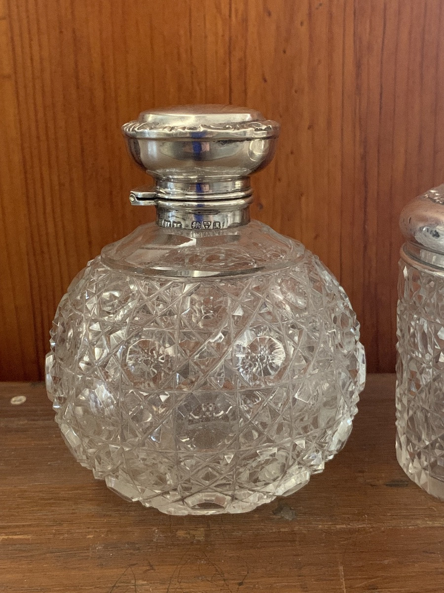 Set de voyage en cristal et argent 1910/12-photo-1