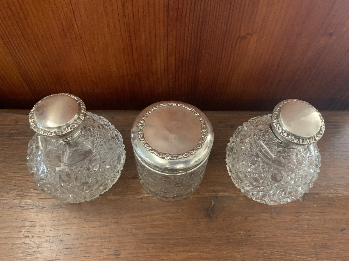 Set de voyage en cristal et argent 1910/12-photo-7