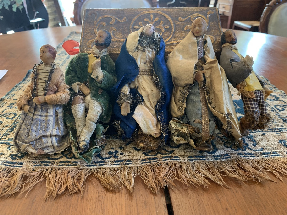 5 Nativity Figures, In Wax. 19th Century-photo-2