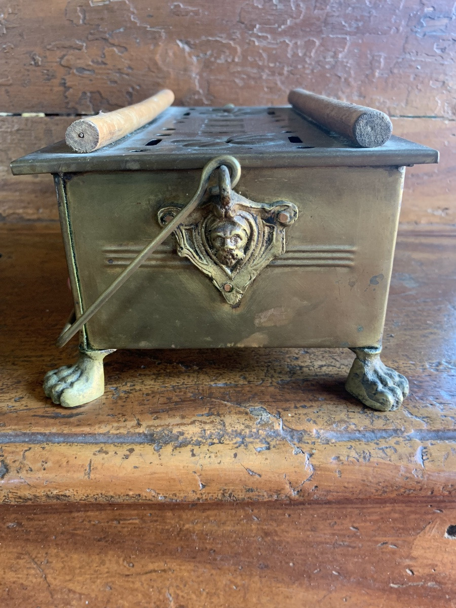 Antique Brass Plate Warmer, 19th Century-photo-3
