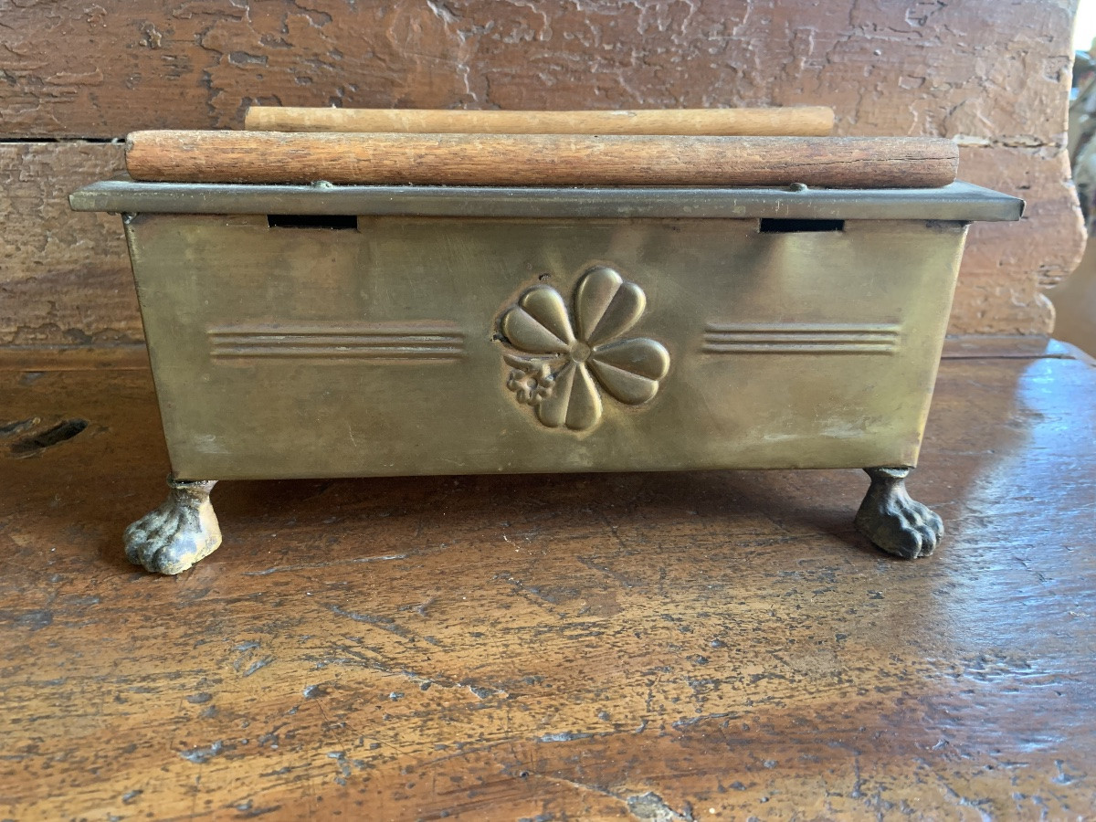 Antique Brass Plate Warmer, 19th Century-photo-2