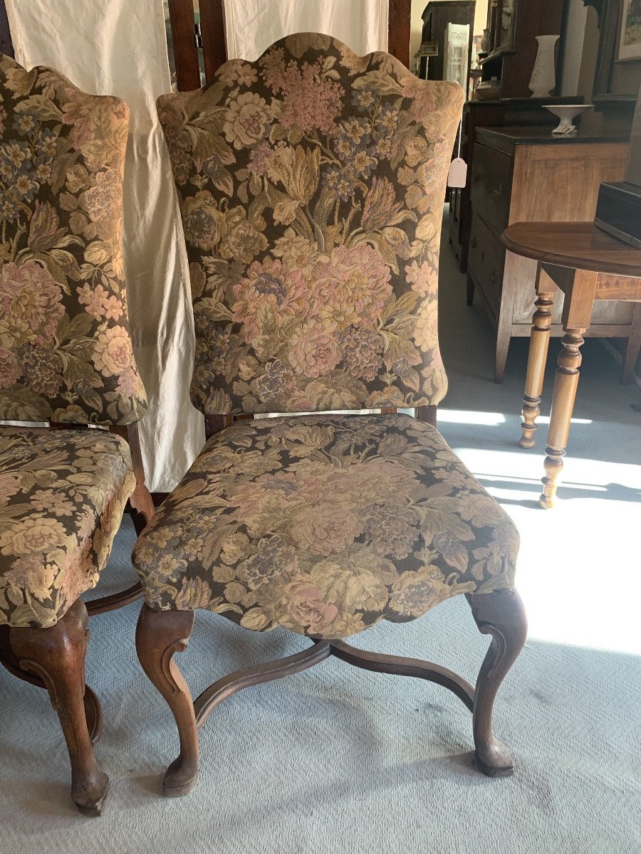 6 Louis XIV Walnut Chairs, Veneto, Early 18th Century-photo-5