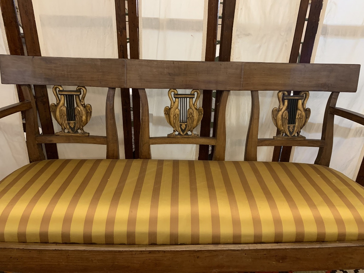 Small Sofa Of Period And Style Empire, Tuscany, Early 19th Century-photo-3