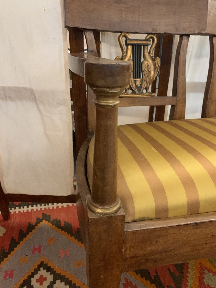 Small Sofa Of Period And Style Empire, Tuscany, Early 19th Century-photo-2
