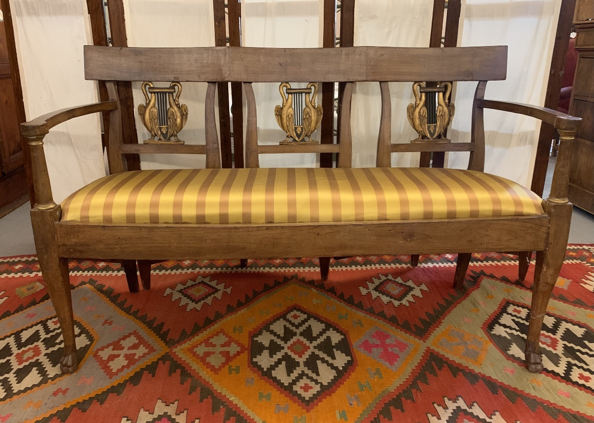 Small Sofa Of Period And Style Empire, Tuscany, Early 19th Century