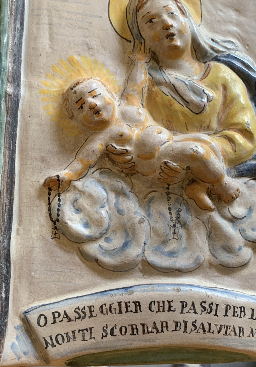 Bas-relief en majolique, zone siennoise, 18ème siècle-photo-4