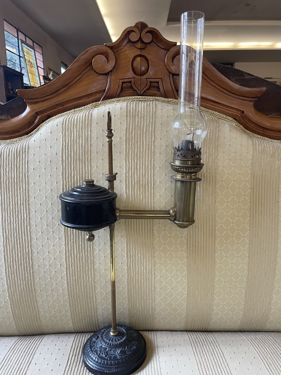 Antique Kosmos Oil Lamp, Adjustable Arm, Germany 1870/90-photo-2