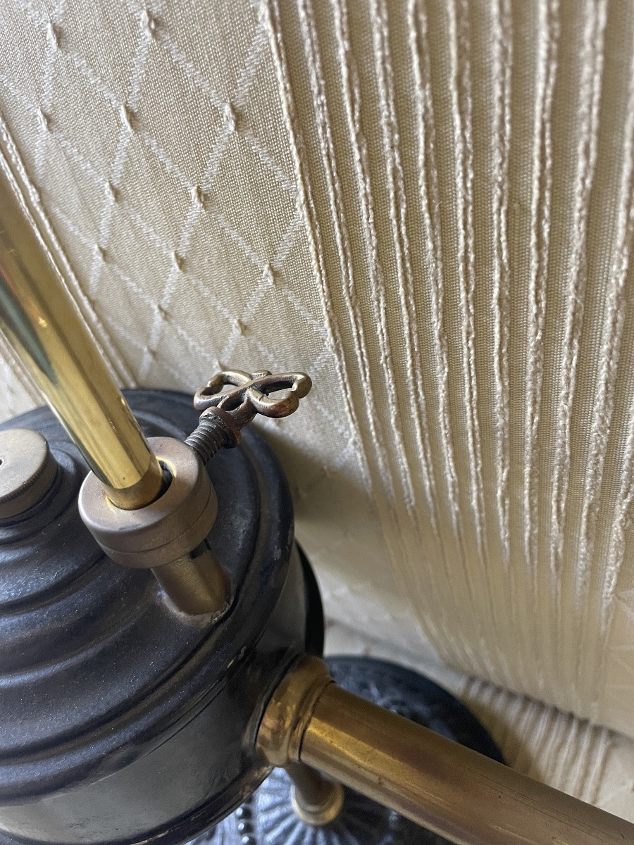 Antique Kosmos Oil Lamp, Adjustable Arm, Germany 1870/90-photo-2