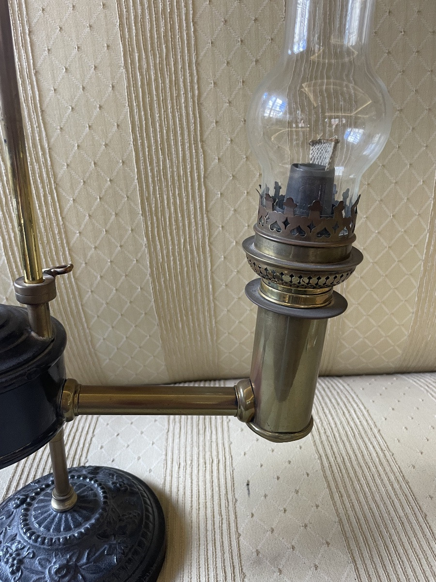 Antique Kosmos Oil Lamp, Adjustable Arm, Germany 1870/90-photo-5