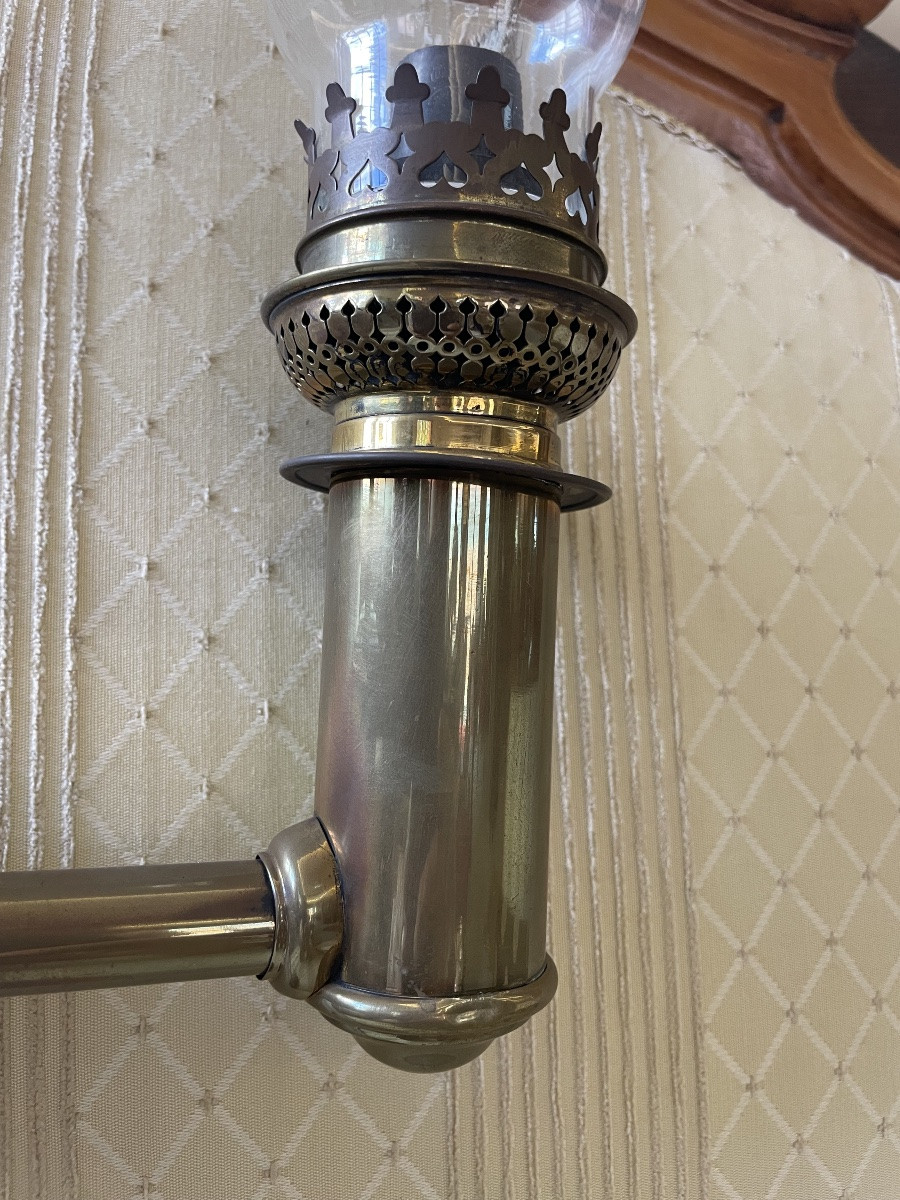 Antique Kosmos Oil Lamp, Adjustable Arm, Germany 1870/90-photo-6