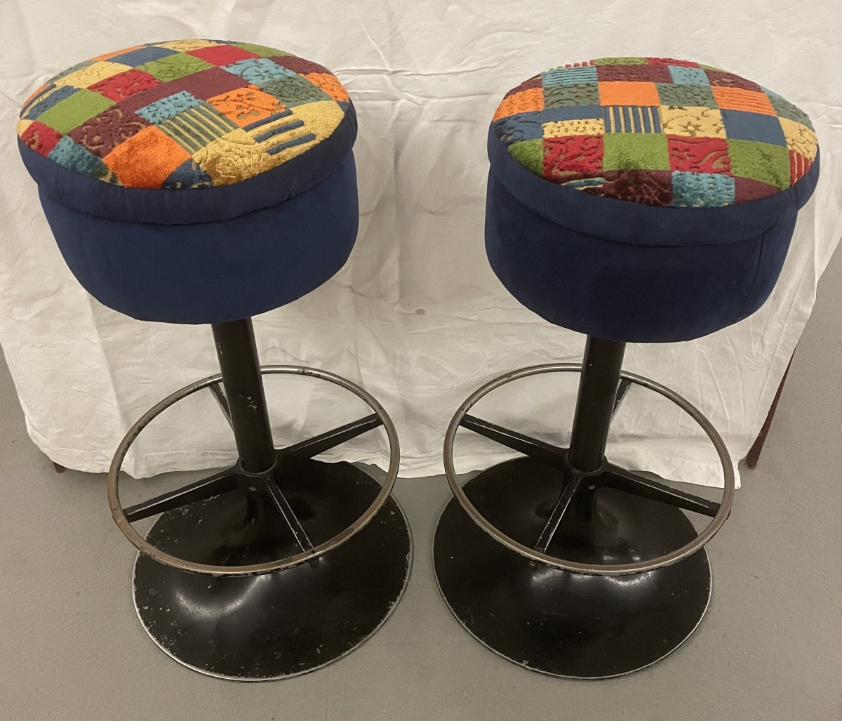 Pair Of Restored Vintage Stools, Italy, 1960s And 1970s