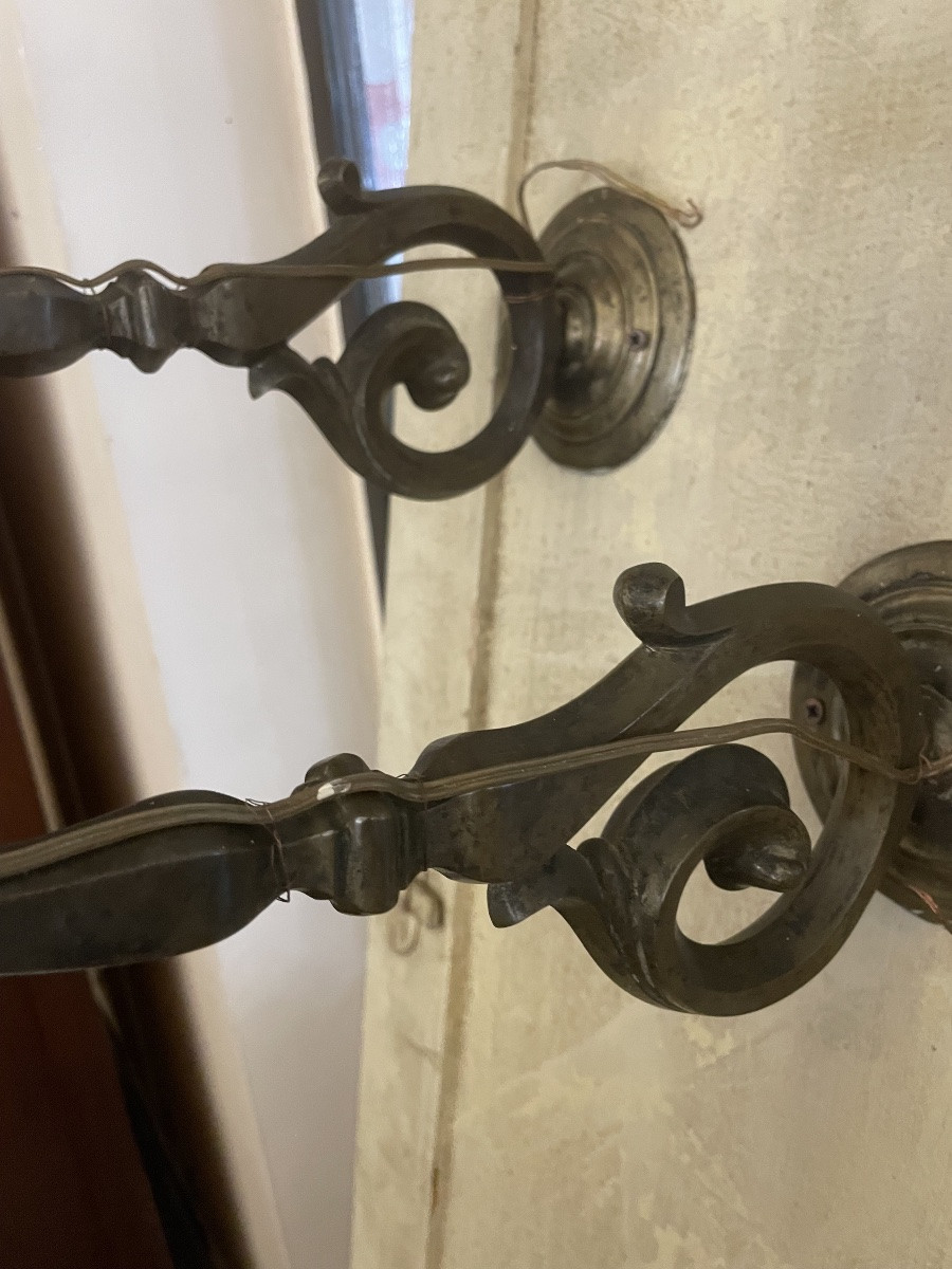 Pair Of Antiques Brass Wall Applique, 18th Century-photo-6