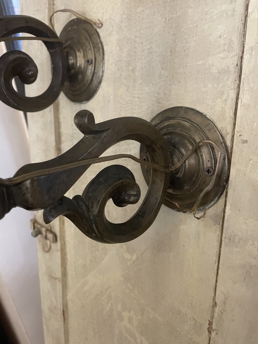 Pair Of Antiques Brass Wall Applique, 18th Century-photo-7