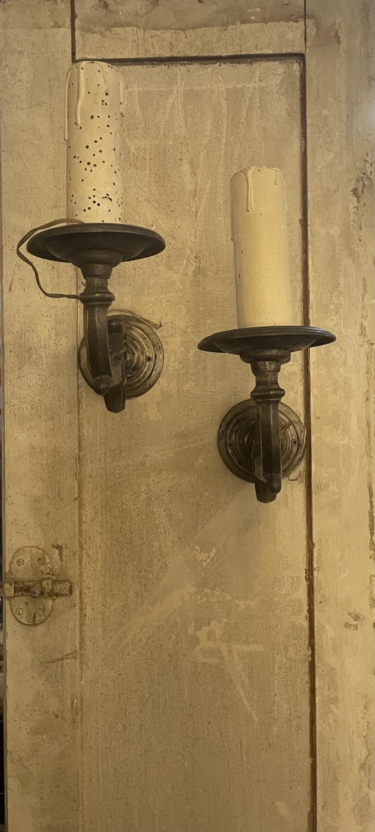 Pair Of Antiques Brass Wall Applique, 18th Century-photo-8