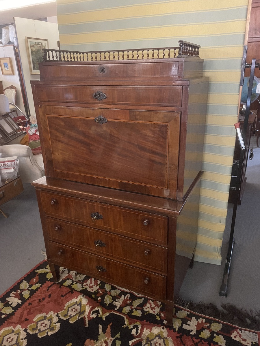 Antique Biedermeier Double-section Drop-leaf Desk, Northern Europe, 18th Century-photo-4