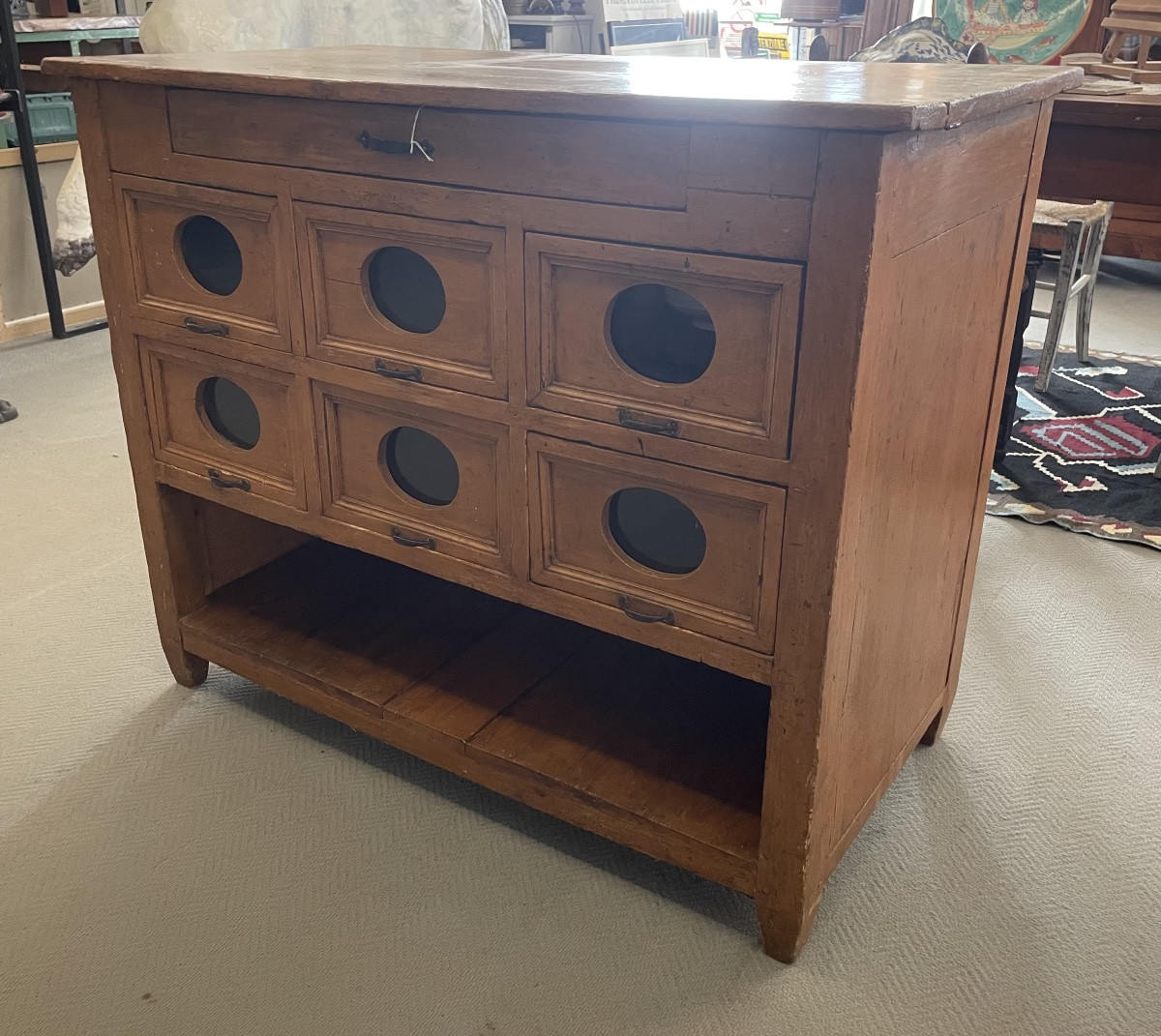 Antique General Store Cabinet With Glass-fronted Drawers, Italy, Circa 1920-photo-2