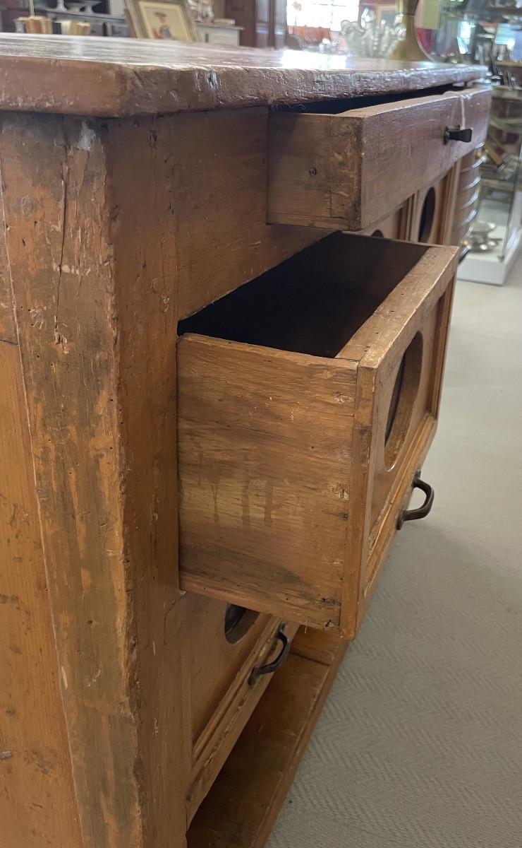 Antique General Store Cabinet With Glass-fronted Drawers, Italy, Circa 1920-photo-3