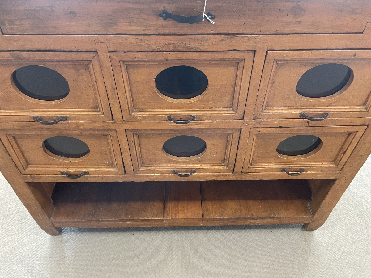 Antique General Store Cabinet With Glass-fronted Drawers, Italy, Circa 1920-photo-5