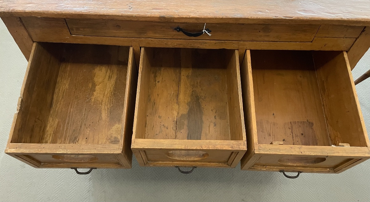 Antique General Store Cabinet With Glass-fronted Drawers, Italy, Circa 1920-photo-7