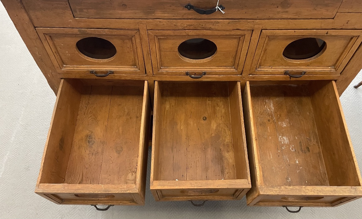 Antique General Store Cabinet With Glass-fronted Drawers, Italy, Circa 1920-photo-8
