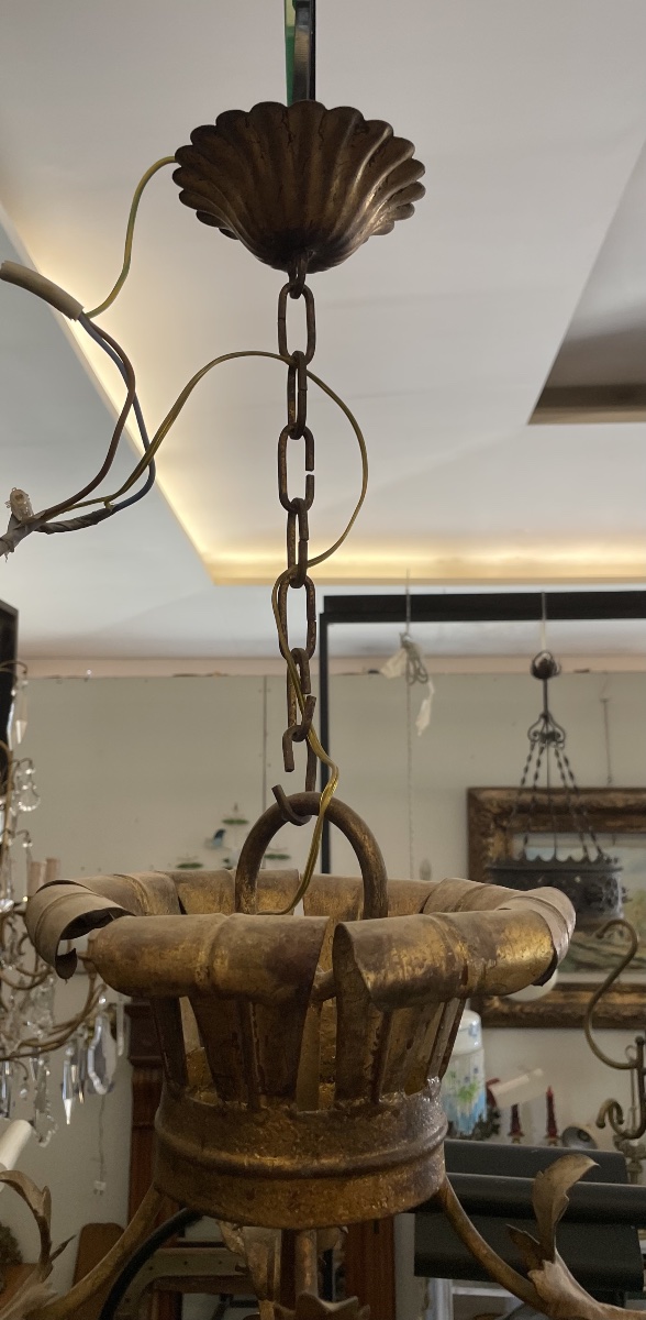 Large, Antique Gilded Metal Lantern, 19th Century -photo-2