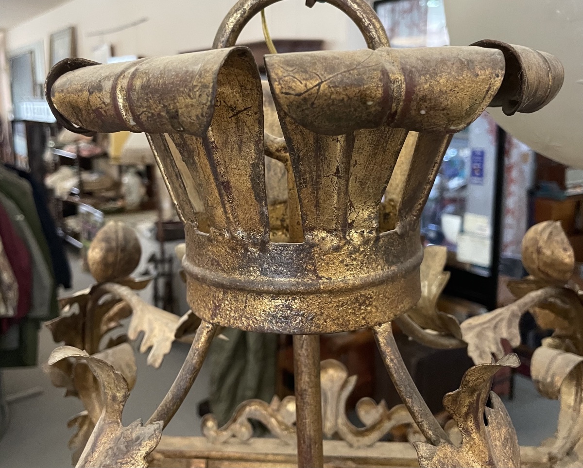 Large, Antique Gilded Metal Lantern, 19th Century -photo-2