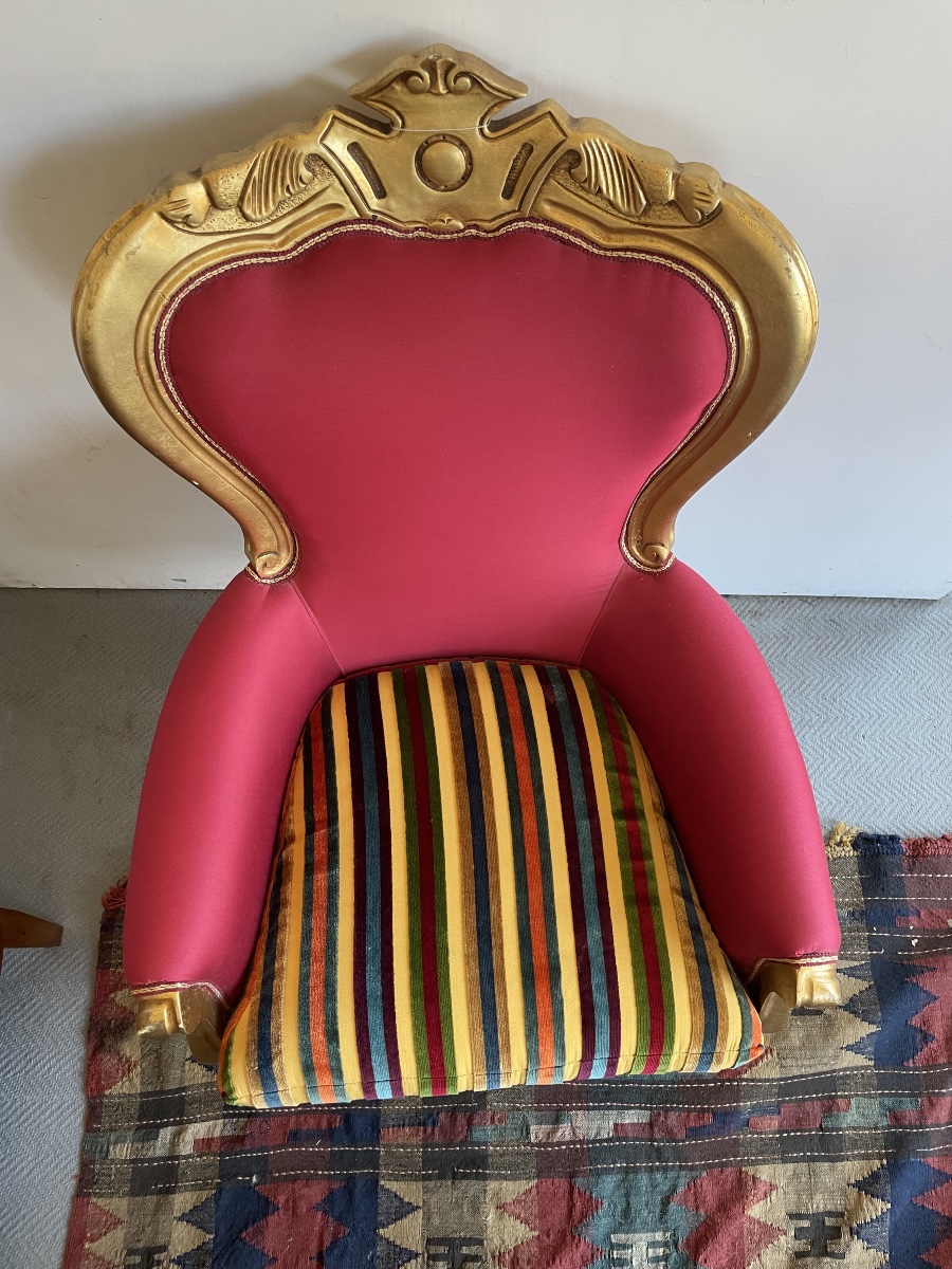Fauteuil doré du 19ème siècle, velours ETRO-photo-2