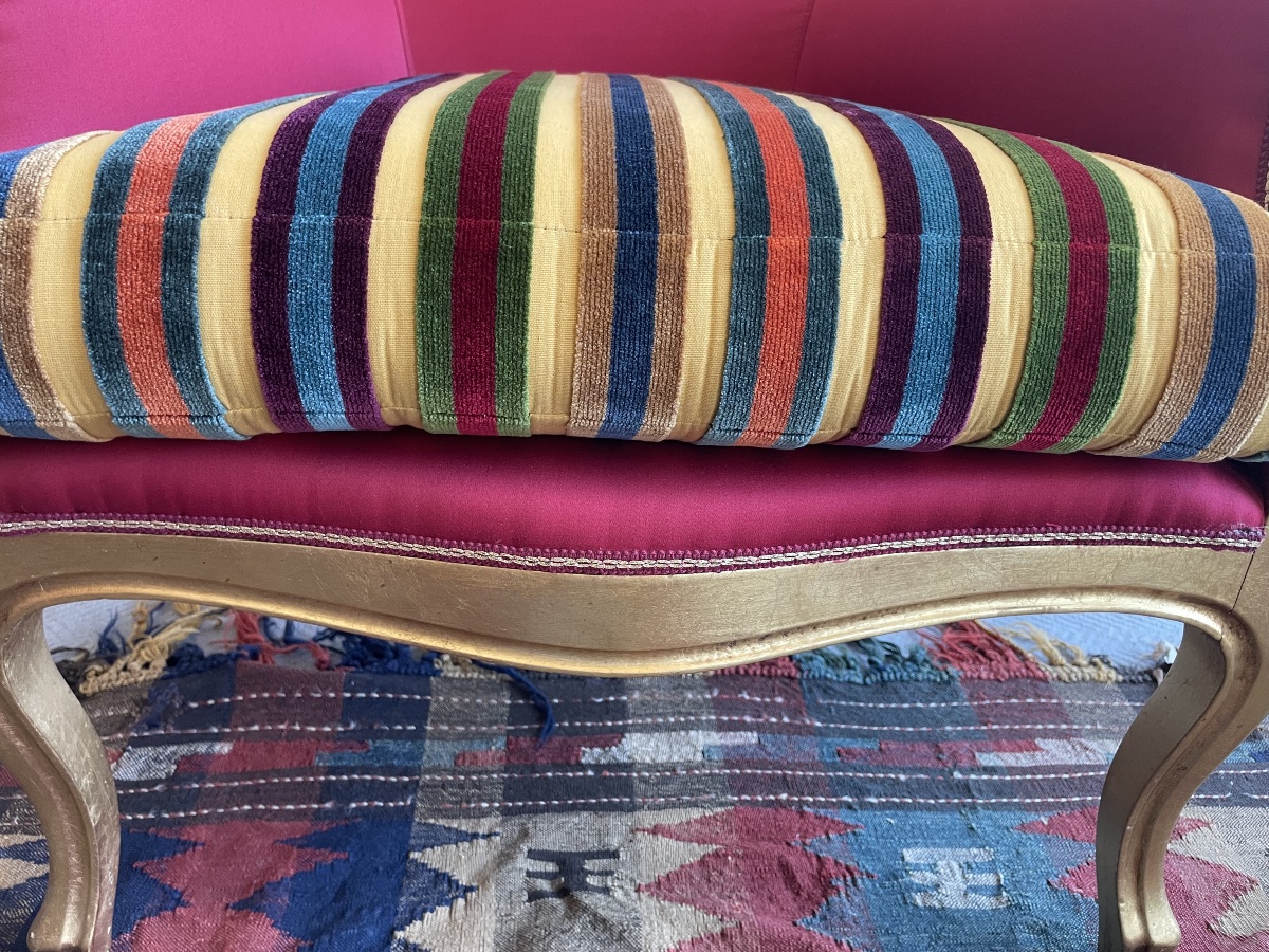 Fauteuil doré du 19ème siècle, velours ETRO-photo-3