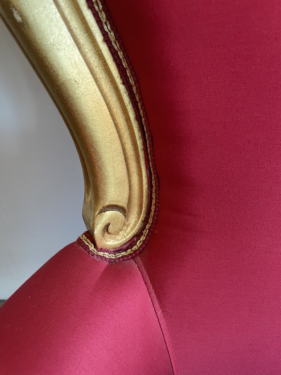 Fauteuil doré du 19ème siècle, velours ETRO-photo-5